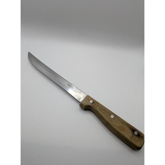 Vtg Ekco Eterna Slicer Knife 5-Inch Blade & Utility 6 in. Wood Handles Japan - Picture 3 of 16